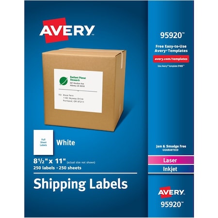 Avery Label, Shpng, 8.5X11, We, 250 250PK AVE95920